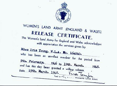Discharge from Land Army
